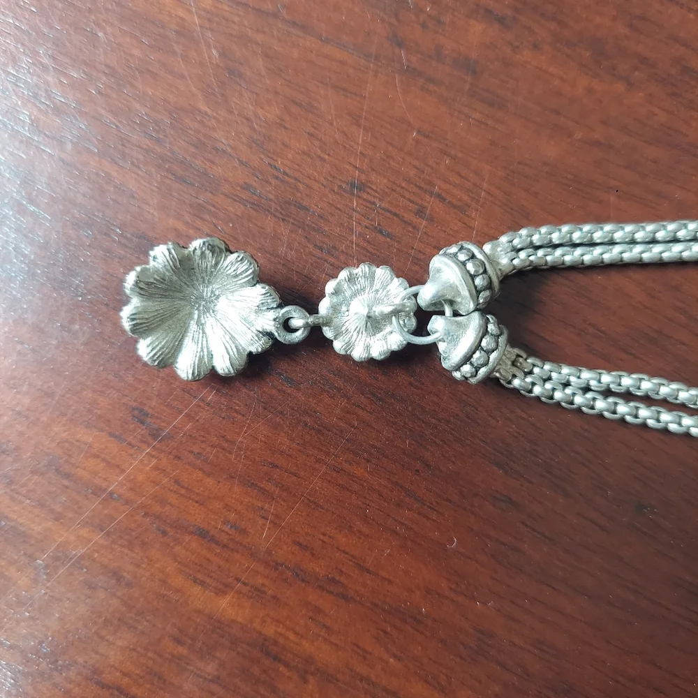 Vintage Cookie Lee Faux Diamond Necklace Silvertone - Picture 4 of 14